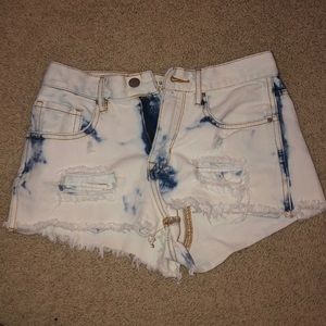 Bullhead Denim Co. High Rise Acid Wash Jean Shorts